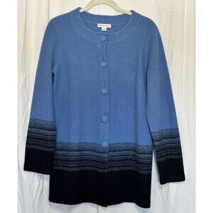 Pendleton Blue and Black Lambswool Button Front Cardigan Size Medium